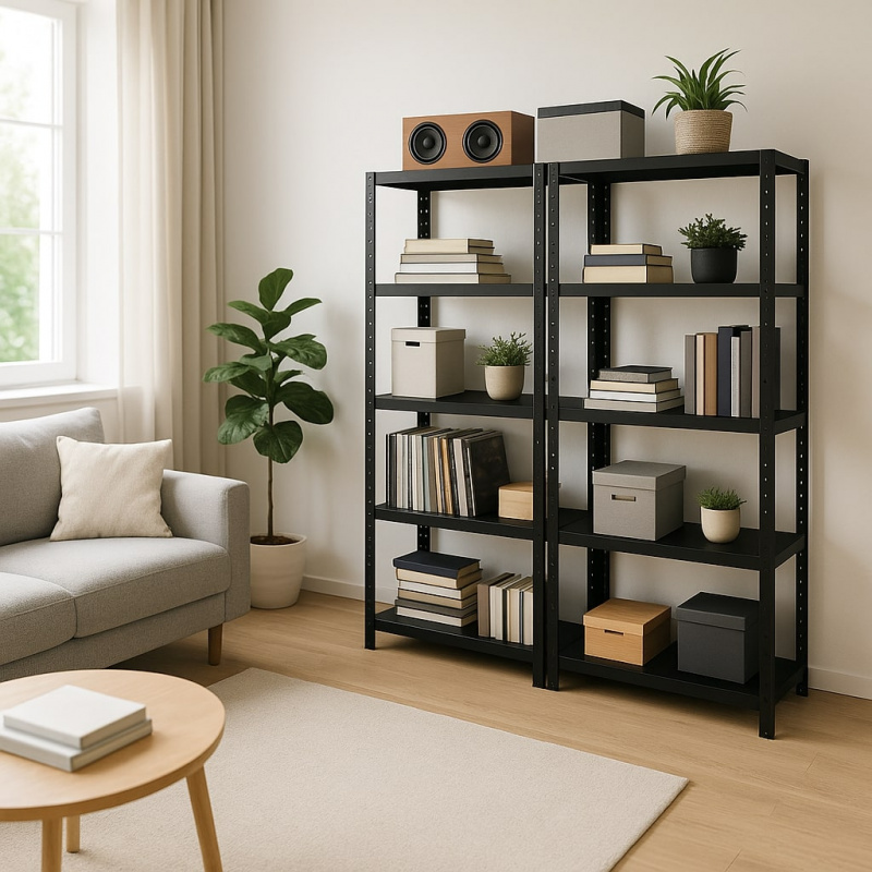 SDB104 porfestett, fekete sz�n�, nagy teherb�r�s�, 90 kg/polc - SDB104 (max.450kg) - 180x100x40